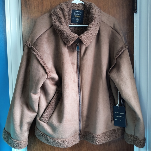 Cavalini Jackets & Blazers - Cavalini Brown Faux Jacket with Cozy Lining